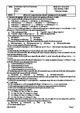Đề thi học kì I Sinh học lớp 9 (Có đáp án) - Mã đề SI0904 - Năm học 2016-2017 - Trường THCS Mỹ Hương
